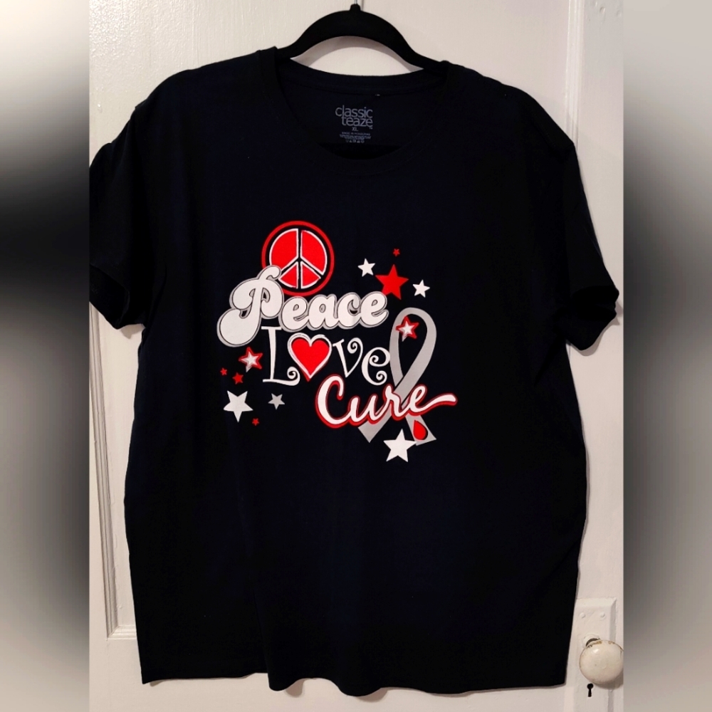 Diabetes, Cancer, Peace Love Cure Women's Top Size XL - NWOT